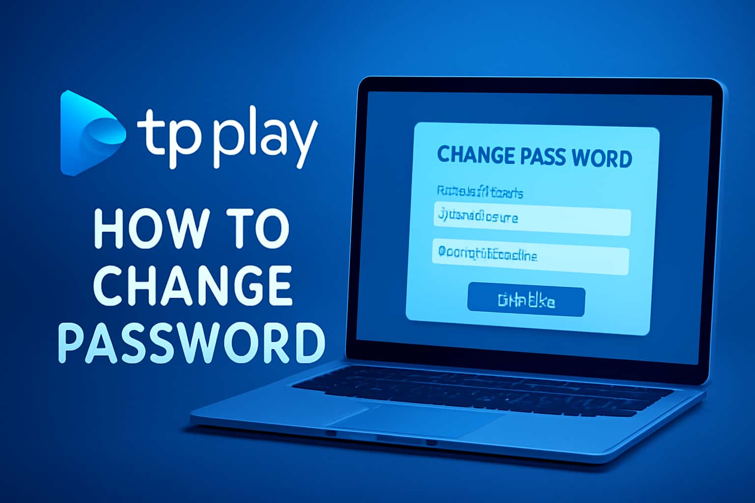 A visual guide on changing Tp Play password, featuring the text 'Tp Play' prominently.