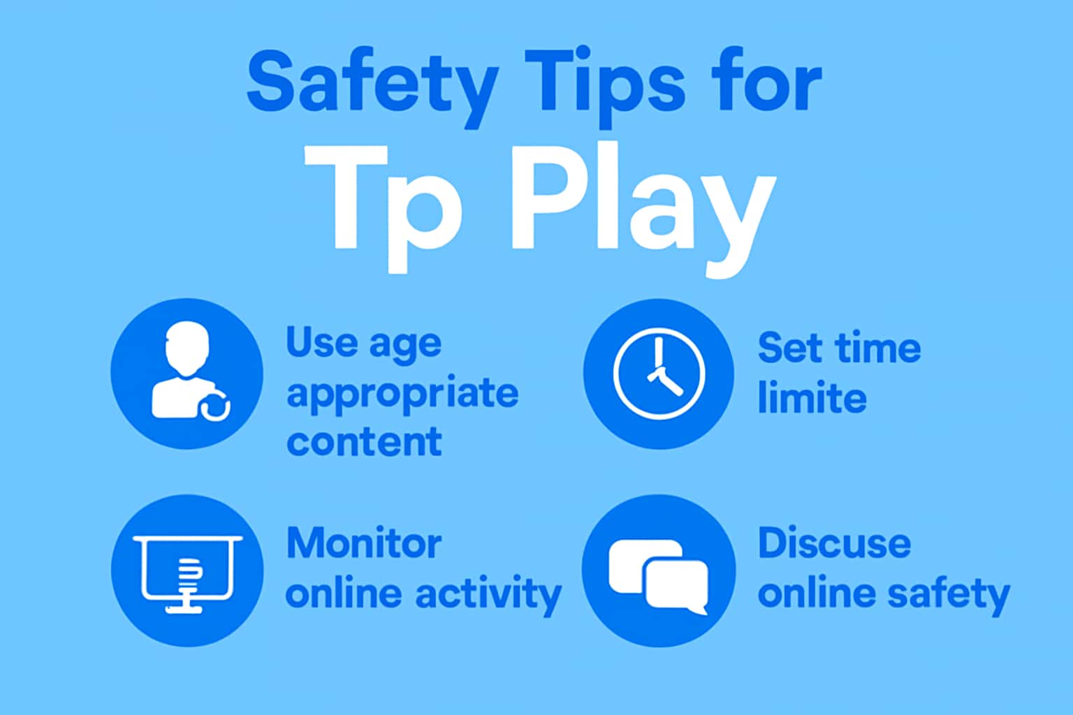 An informational image illustrating safety tips for the Tp Play platform, emphasizing secure access.