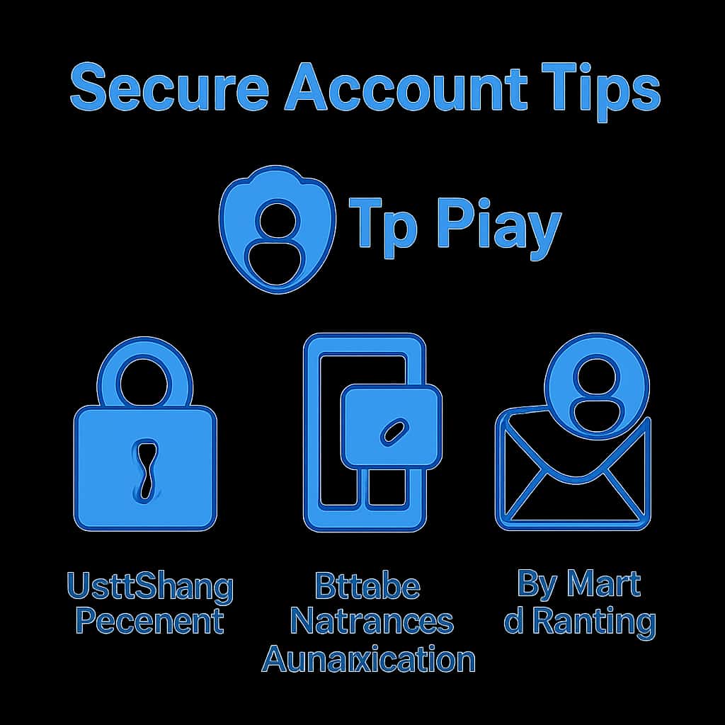 An educational diagram illustrating essential tips for securing a Tp Play account.