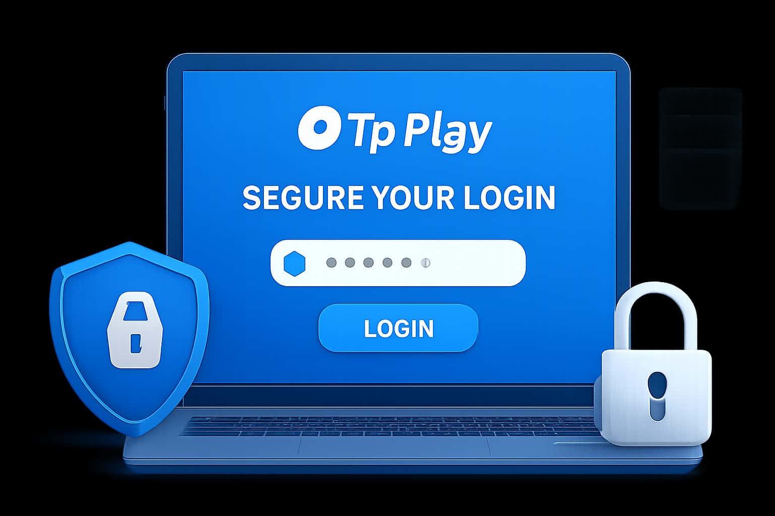 An informational scene depicting security protocols for Tp Play login.